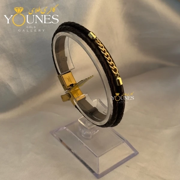 دستبند طلا چرم مردانه کارتیر CR-207